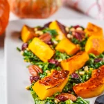 Roasted pumpkin with cranberries and seeds