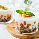 Yogurt with NatureSun Muesli and peaches