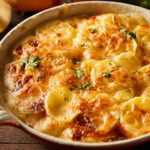 Potatoes au gratin with cream and cheese